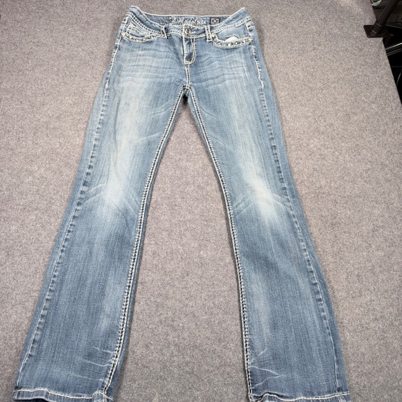 LA Idol USA Denim - LA Idol USA Womens Bootcut Jeans Size 11 Medium Wash Rhinestone Embellished Y2K